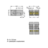 1vezetékes anyacsatlakozó 3P 32A 500V termoplaszt 0.08-4mm2/sokerű 0.08-4mm2/tömör szürke WAGO