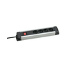 Asztali elosztósor H05VV-F 3500W 1.5mm2 1.5m túlfeszvédett 4x2P+E/230V 16A fekete ALUX as Schwabe 18354