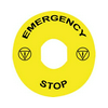Felirati gyűrű EMERGENCY STOP sárga kerek 90mm-átmérő Harmony XB4/XB5 Schneider