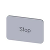 Felirati tábla RSU1-hez Stop STOP üres ezüst téglalap 27mm x 17.5mm x SIRIUS ACT SIEMENS