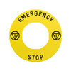 Felirati tábla vészgombhoz EMERGENCY STOP-jel sárga kerek 60mm-átmérő Harmony XB4 Schneider