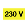 Figyelmeztető matrica 230 V[1DB=1ÍV(30db)] vinil  öntapadós sárga 20mmx 10mmx műanyag Agárdi Filmnyomó