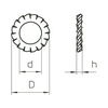 Fogazott alátét M5 csavarhoz 5.3mm-belső átmérő acél 5M csavarhoz DIN 6798 A M5 G OBO-BETTERMANN