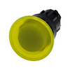 Gomba nyomófej műanyag d22 40mm-fej sárga világító visszaugró SIRIUS ACT SIEMENS