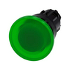 Gomba nyomófej műanyag d22 40mm-fej zöld világító visszaugró SIRIUS ACT SIEMENS