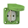 Háztartási dugalj beépíthető 2P+E +csapófedél 16A 3P 250V műanyag 50x50mm zöld egyenes S-Nova PCE