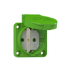 Háztartási dugalj beépíthető 2P+E +csapófedél 16A 3P 250V műanyag 50x50mm zöld egyenes S-Nova PCE