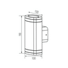 Homlokzatvilágító lámpatest fel-le világít falonkívüli 2xmax.10W (ff-nélkül) 220-240V AC ZEVI W EL 2GU10 B KANLUX