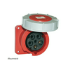 Ipari dugalj beépíthető 125A 4P 400V(50+60Hz) piros egyenes IP67 műanyag 6h-pozíció csavaros PCE