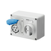 Ipari dugalj ráépíthető 2P+E mechanikai reteszelés 32A IP44 200-250V(50+60Hz) kék IB GEWISS