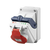 Ipari dugalj ráépíthető 3P+N+E mechanikai reteszelés 32A IP44 400V(50+60Hz) piros IB GEWISS