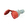 Ipari dugalj lengő 3P+N+E 32A 5P 400V(50+60Hz) piros egyenes IP44 műanyag 6h-pozíció TRACON