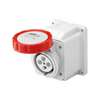 Ipari dugalj ráépíthető 3P+N+E 32A 380-415V(50+60Hz) piros IP67 műanyag csavaros IEC309 HP GEWISS