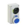 Ipari dugalj tokozott 2P+E mechanikai reteszelés 16A IP67 230V(50+60Hz) kék műanyag PCE