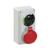 Ipari dugalj tokozott 3P+N+E mechanikai reteszelés 16A IP44 400V(50+60Hz) piros műanyag PCE
