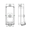 Ipari dugalj tokozott 3P+N+E mechanikai reteszelés 125A IP67 400V(50+60Hz) piros műanyag PCE