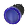 Jelzőlámpa fej műanyag d22 kerek kék lapos 1-lámpa fekete műanyag-gyűrű SIRIUS ACT SIEMENS