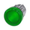 Jelzőlámpa fej fém d22 kerek zöld lapos 1-lámpa króm fém-gyűrű IP67/IP69K SIRIUS ACT SIEMENS