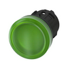Jelzőlámpa fej műanyag d22 kerek zöld lapos 1-lámpa fekete műanyag-gyűrű SIRIUS ACT SIEMENS