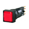 Jelzőlámpa fej négyzetes piros lapos 1-lámpa fekete műanyag-előlapgyűrű Q18LF-RT EATON