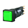 Jelzőlámpa fej négyzetes zöld lapos 1-lámpa fekete műanyag-előlapgyűrű 16mm-átmérő Q18LF-GN EATON