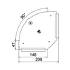Kábellétra irányváltó idom fedél vízszintes 90° acél 150mm x 207mm x RBD 90 150 DD OBO-BETTERMANN