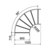 Kábellétra sarokelem vízszintes 90° 60mm-ma 600mm x acél LB 90 660 R3 FS OBO-BETTERMANN