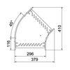 Kábeltálca 45° idom 300mm x 110mm-mag. 45° merítetten horganyzott acél RB 45 130 FT OBO-BETTERMANN