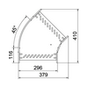 Kábeltálca 45° idom 300mm x 110mm-mag. 45° szalaghorganyzott acél RB 45 130 FS OBO-BETTERMANN