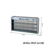 Rovarcsapda elektromos 2x15W 480x255x70mm IP20 áramvezető elektróda-elvű KILL PEST 2R LED