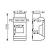 Kiselosztó PE/N sínnel rugós műanyag 1x 4M falonkívüli szürke IP65 átlátszó ajtó KV 9104 Hensel