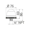 Figyelmeztető lámpa d76x86mm 240V AC/DC 5W falonkívüli izzó folytonos IP65 KWL 8102 GROTHE