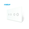 Livolo C72C2W kettes sorolókeret 2x kettes kapcsolóhoz fehér üvegkeret