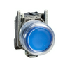 Nyomógomb komplett fém d22 világító kék lapos visszaugró 1z csavaros kerek Harmony XB4 Schneider