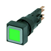 Nyomógombfej műanyag d16 világító lapos zöld négyzetes visszaugró Q18LT-GN/WB EATON