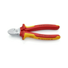 Oldalcsípő fogó 61HRC piros-sárga szigetelés normál 160mm szigetelt 1000V KNIPEX