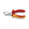 Oldalcsípő fogó 64HRC max.d3,4/2mm  piros-sárga erő-oldalvágó 160mm szigetelt 1000V KNIPEX