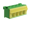 PE-kapocsblokk QuickConnenct zöld-sárga 1P 63A csavarmentes 14csatl./<6mm2 4csatl./25mm2 KN Hager