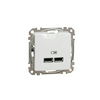 SednaÚj USB töltőaljzat A+A 2-ki 2400mA-max. 5V süllyesztett fehér Schneider