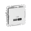 SednaÚj USB töltőaljzat A+C 2-ki 45W 3000mA/ 5V süllyesztett fehér IP20 Schneider