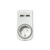 Dugaljadapter DIN(F)->DIN(F) 3500W éjjeli fénnyel fehér 16A 250V 2xUSB-töltő Professional Technik