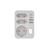 Elosztódugó DIN(F)->3DIN(F) 3500W +kapcsoló fehér 16A 250V 4xUSB-töltő Professional Technik