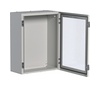 Üres elosztószekrény fali falonkívüli porszórt acél 1-es teli átlátszó ajtó 630A Orion Plus Hager