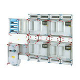 1/3F csoportos mérőhely 4x(M63A+V32A/H63A)+M63A f.káb +tűzeset kap +11x12M 11 HCS442+1+MF Hensel