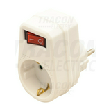 Dugaljadapter DIN(F)->DIN(F) jelzőfényes kapcsolóval fehér 16A 250V TRACON