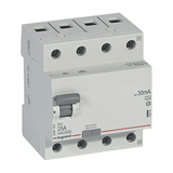 Áram-védőkapcsoló (Fi-relé) analóg 3P+N 25A 30mA A-típus 10kA RX3 LEGRAND