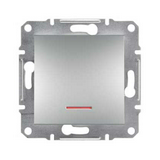 Asfora 101 1P kapcsoló +jelzőfény betét közp. fedéllel alumínium süllyesztett csavaros Schneider