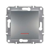 Asfora 101 1P kapcsoló +jelzőfény betét közp. fedéllel nemesacél süllyesztett csavaros Schneider