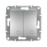 Asfora 106+6 kettős váltókapcsoló betét közp. fedéllel alumínium süllyesztett rugós Schneider