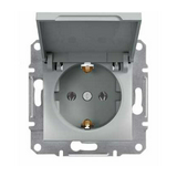 Asfora 162 dugalj földelt csapófedéllel alumínium IP20 süllyesztett Schneider